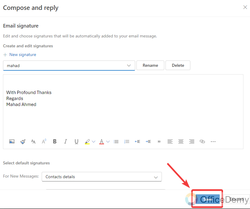 How to change outlook web signature 10
