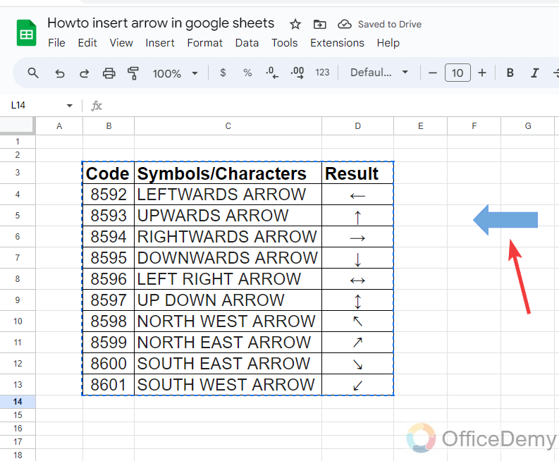 How to insert arrow in google sheets 13