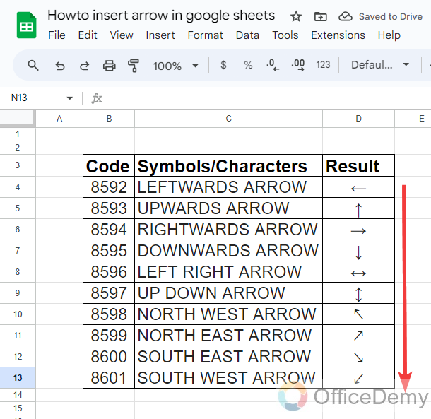 How to insert arrow in google sheets 5