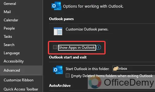 How to move the navigation bar in outlook 11