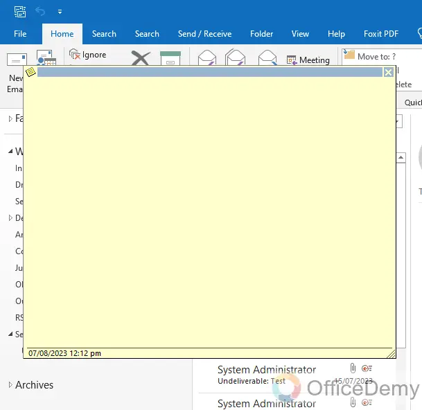 how to create a note in outlook 10