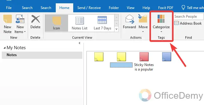 how to create a note in outlook 14