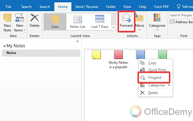 how to create a note in outlook 19