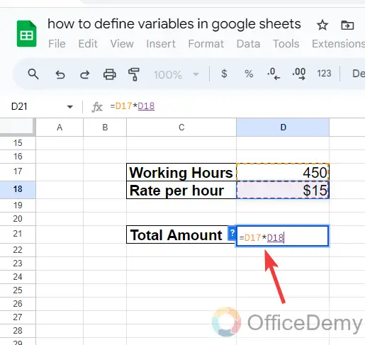 how to define variables in google sheets 2