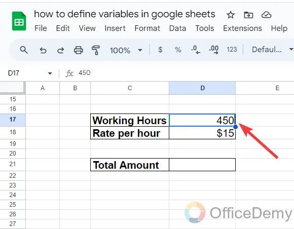 how to define variables in google sheets 4
