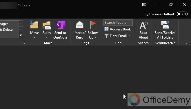 how to turn on off new outlook view 1