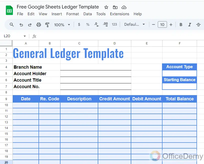 Free Google Sheets Ledger Template 9