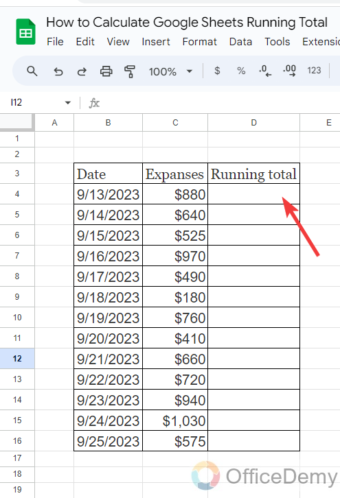 How to Calculate Google Sheets Running Total 1
