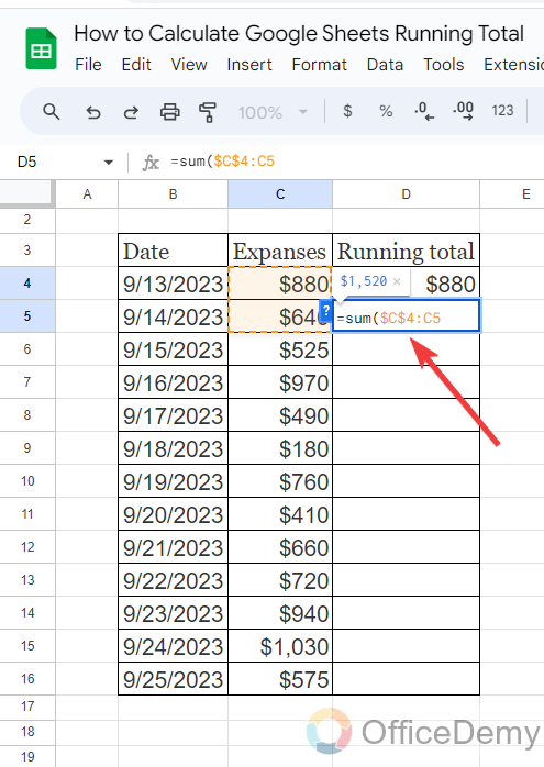 How to Calculate Google Sheets Running Total 10