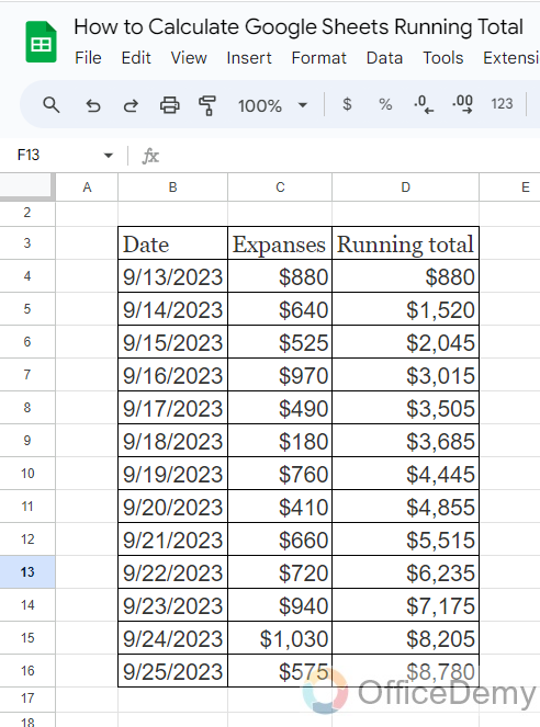 How to Calculate Google Sheets Running Total 12