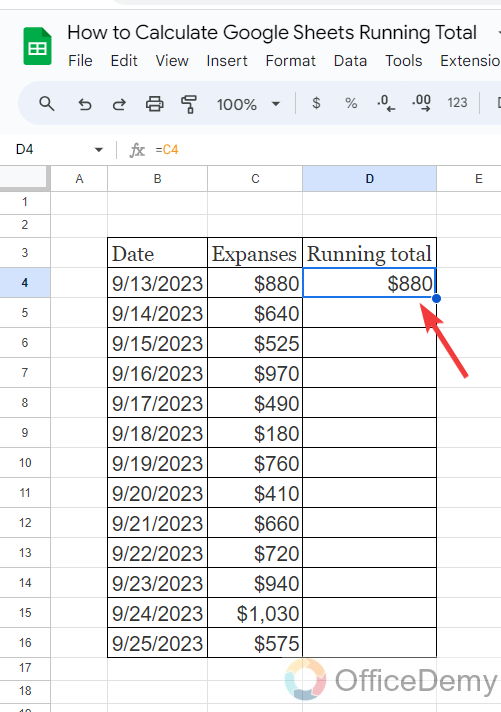 How to Calculate Google Sheets Running Total 3