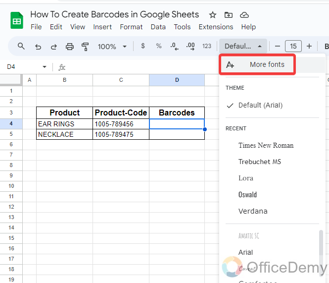 How to Create Barcodes in Google Sheets 2