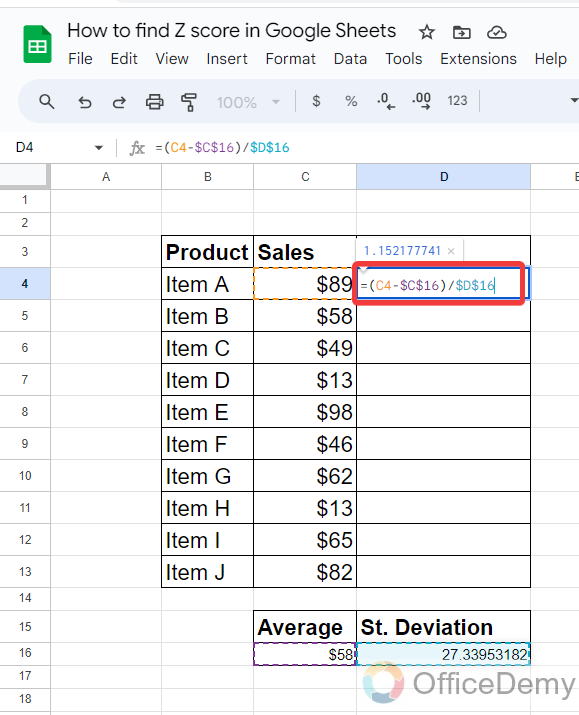 How to Find Z Score in Google Sheets 12