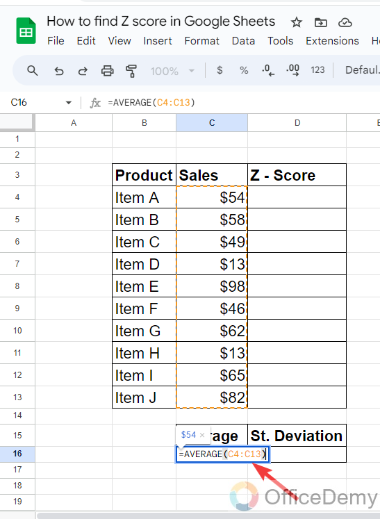 How to Find Z Score in Google Sheets 3