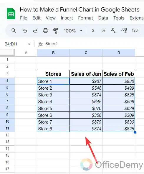 How to Make a Funnel Chart in Google Sheets 2