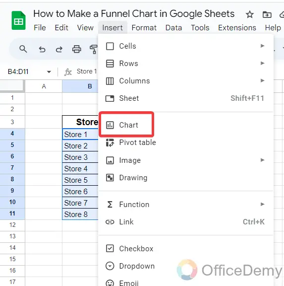How to Make a Funnel Chart in Google Sheets 4