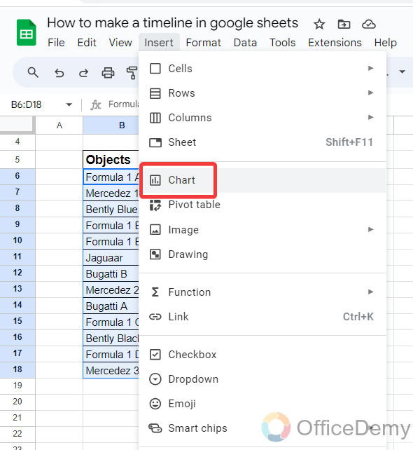 How to Make a Timeline in Google Sheets 4