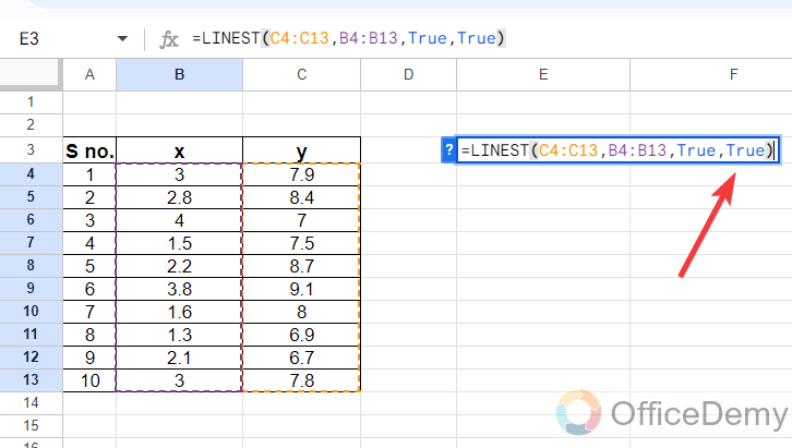 How to Use Linest Function in Google Sheets 13