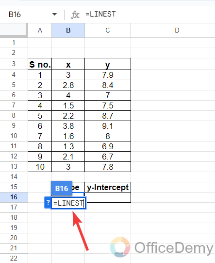 How to Use Linest Function in Google Sheets 2