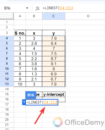 How to Use Linest Function in Google Sheets 3