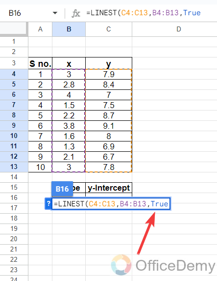 How to Use Linest Function in Google Sheets 5