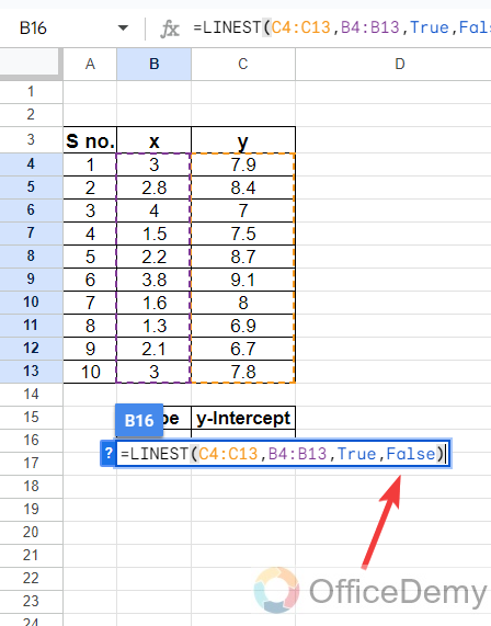 How to Use Linest Function in Google Sheets 6