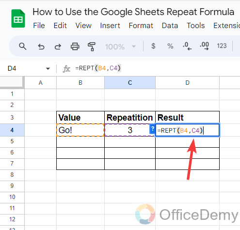 How to Use the Google Sheets Repeat Formula 4