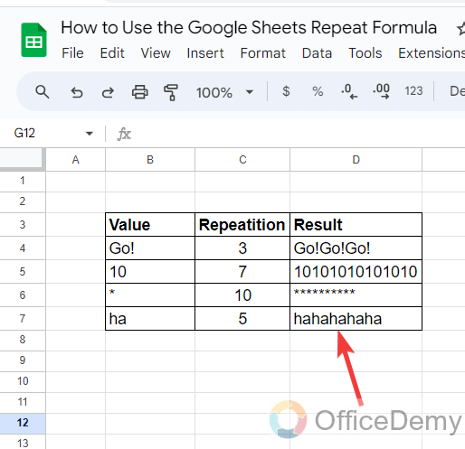 How to Use the Google Sheets Repeat Formula 6