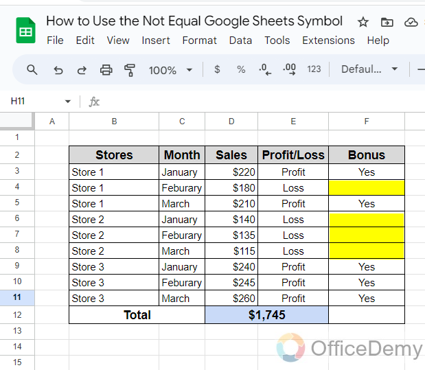 How to Use the Not Equal Google Sheets Symbol 11