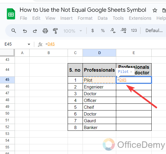 How to Use the Not Equal Google Sheets Symbol 2