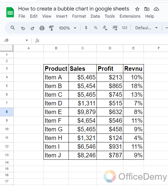 How to create a bubble chart in google sheets 1