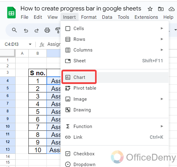 How to create progress bar in google sheets 10