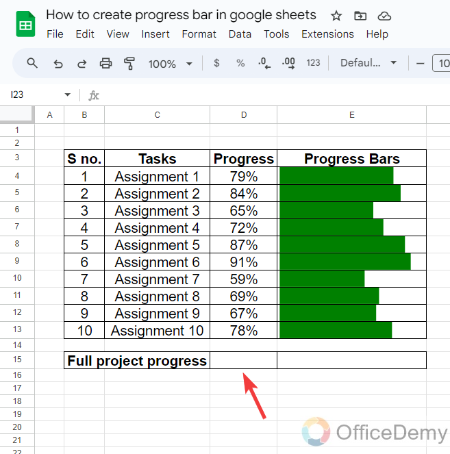 How to create progress bar in google sheets 13