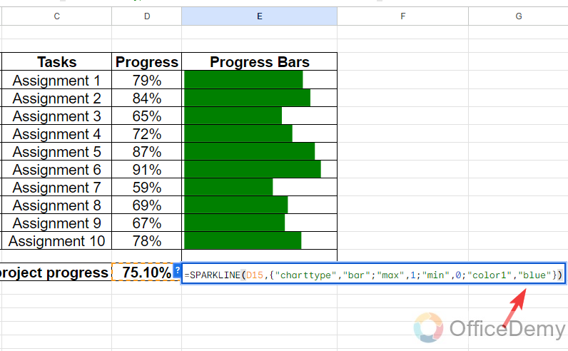 How to create progress bar in google sheets 16