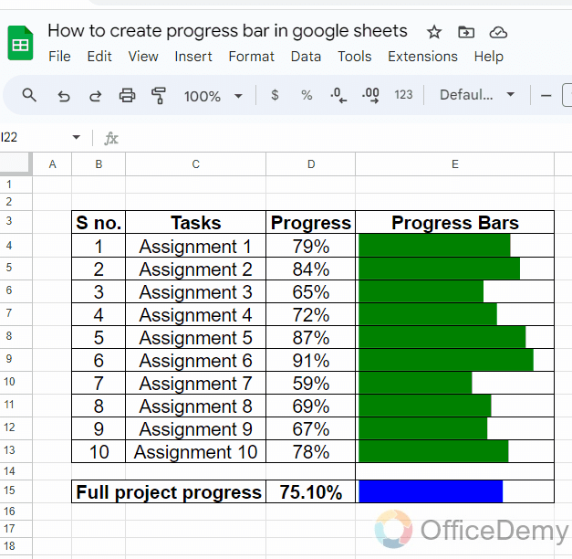 How to create progress bar in google sheets 18