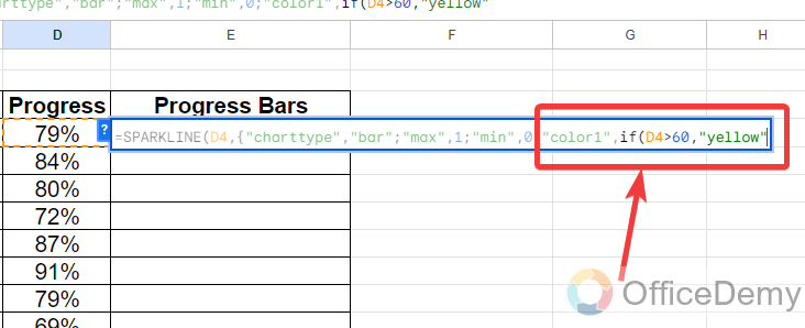 How to create progress bar in google sheets 20