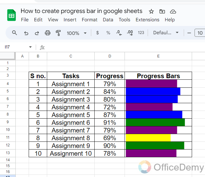 How to create progress bar in google sheets 22