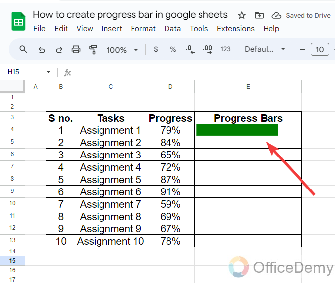 How to create progress bar in google sheets 7