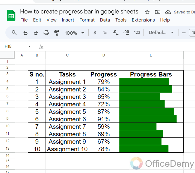 How to create progress bar in google sheets 8