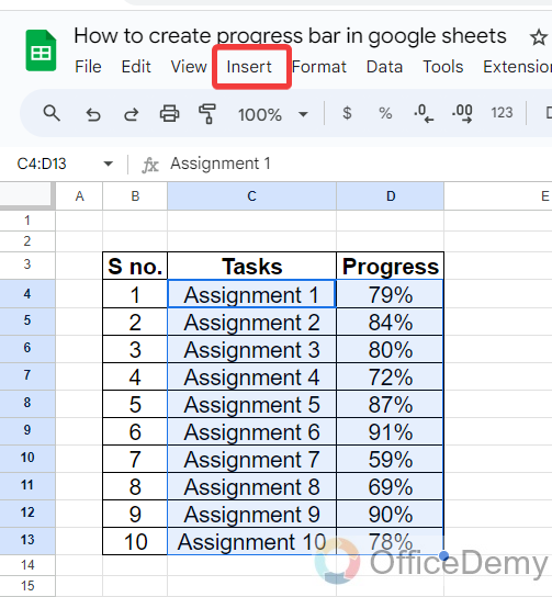 How to create progress bar in google sheets 9