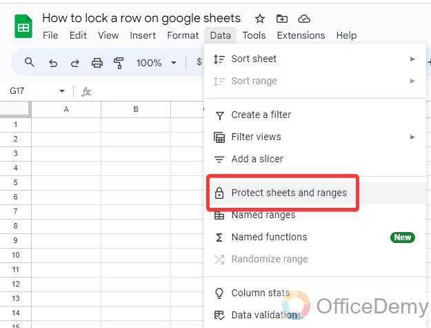 How to lock a row on google sheets 2