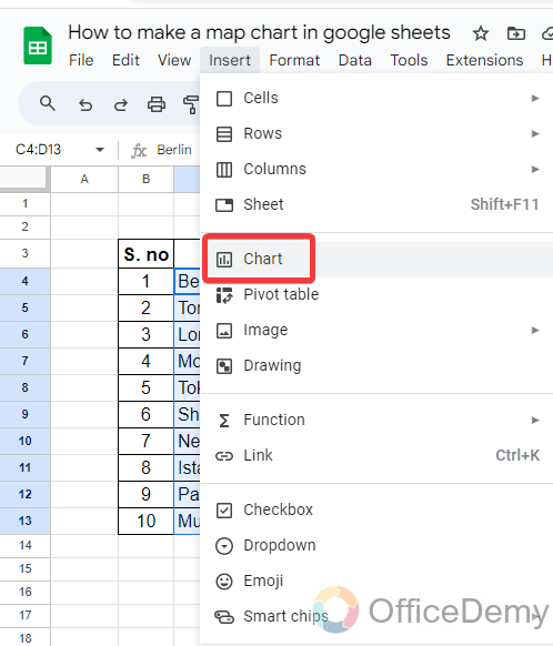 How to make a map chart in google sheets 4