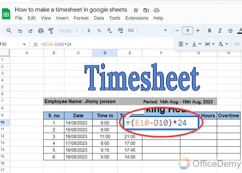How to make a timesheet in google sheets 13