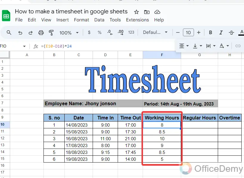 How to make a timesheet in google sheets 14