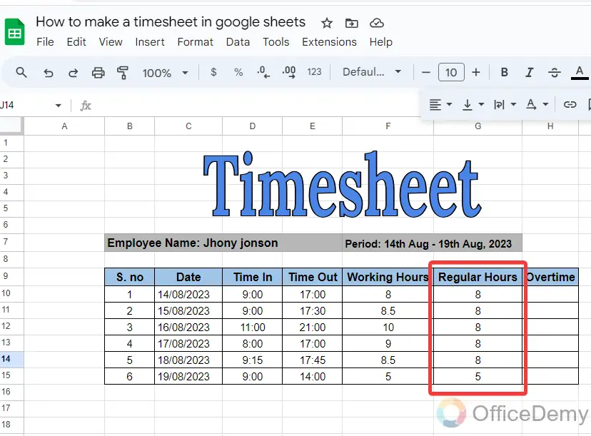 How to make a timesheet in google sheets 16