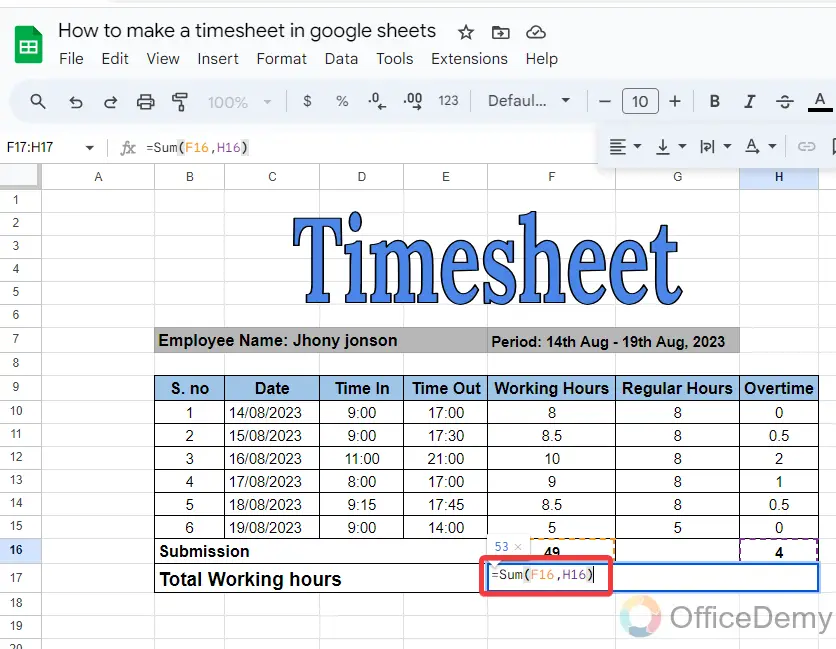 How to make a timesheet in google sheets 19