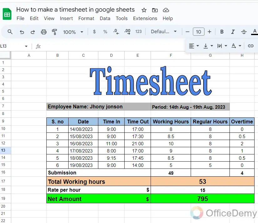 How to make a timesheet in google sheets 22