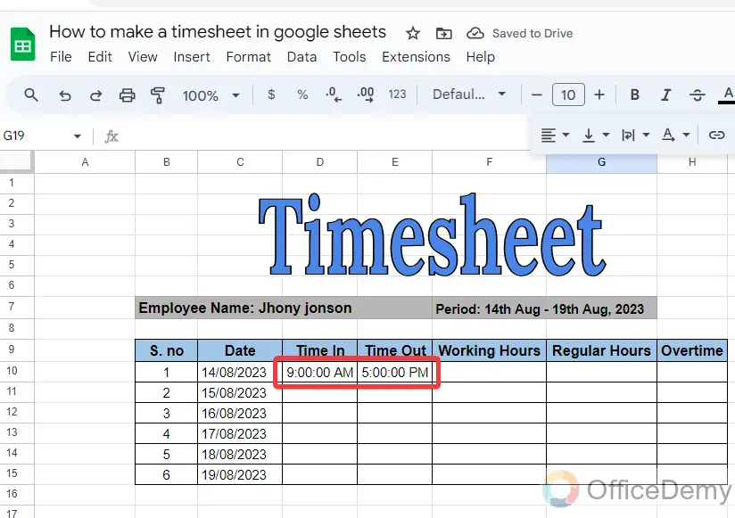 How to make a timesheet in google sheets 9