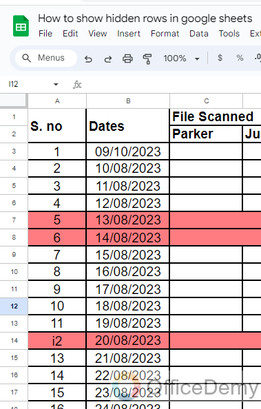 How to show hidden rows in google sheets 11