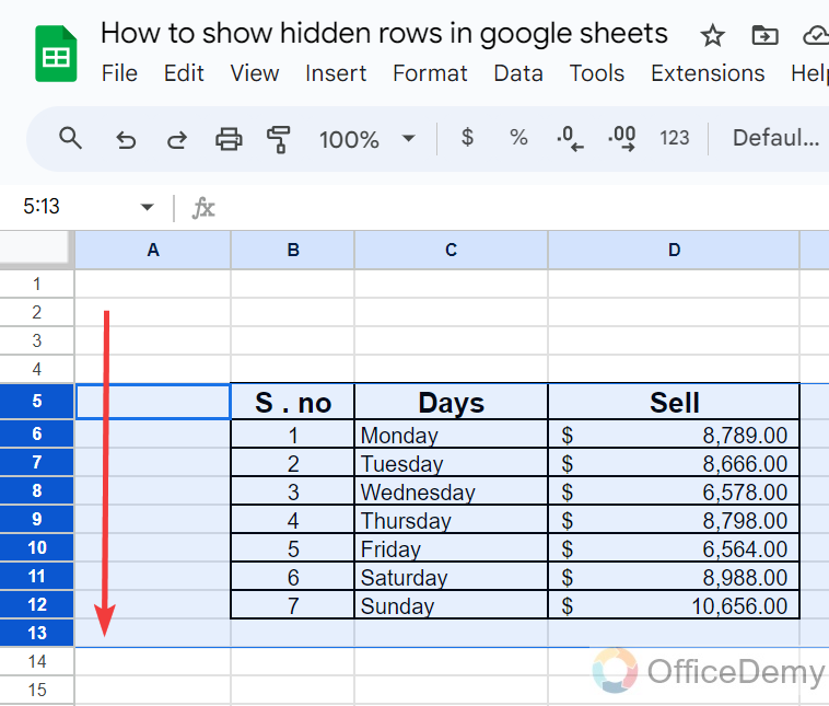 How to show hidden rows in google sheets 19